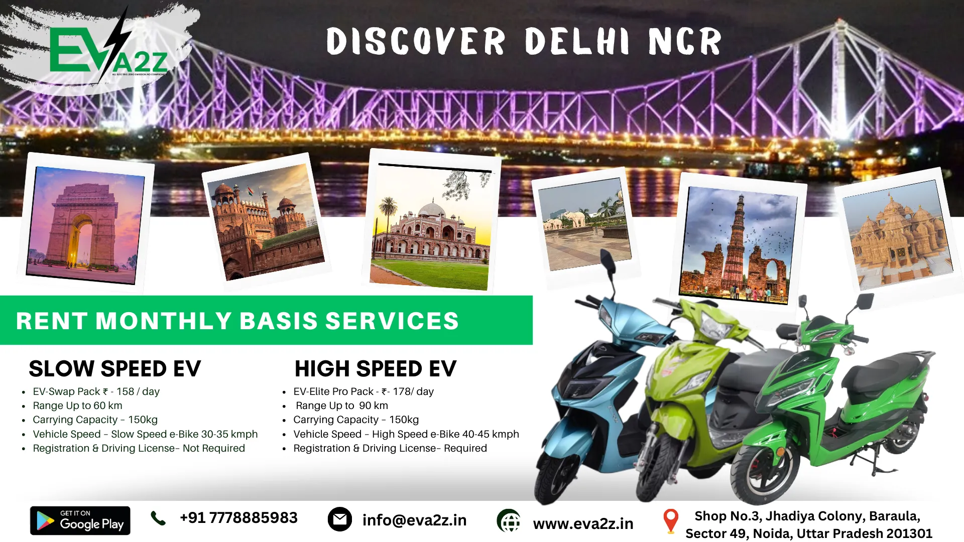 Delhi NCR with Our Scooty on Rent Monthly Basis Services